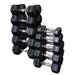 Body-Solid (5-50 lb) Rubber Hex Dumbbells w/ Rack