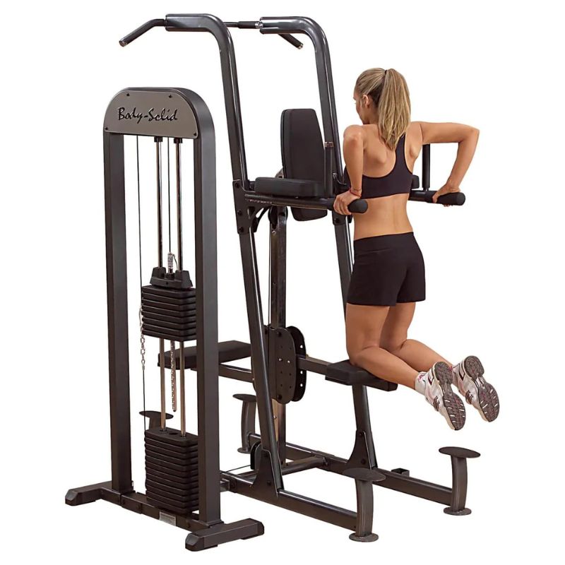 Body-Solid (#FCD-STK) Pro Select Weight Assisted Chin-Dip Machine in Black