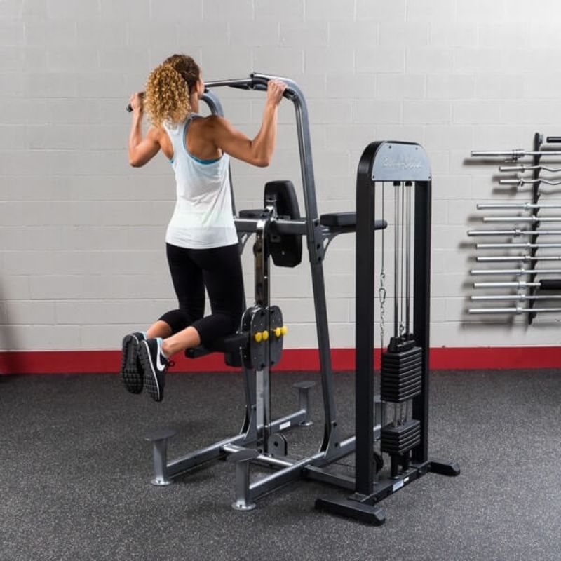 Body-Solid (#FCD-STK) Pro Select Weight Assisted Chin-Dip Machine in Black