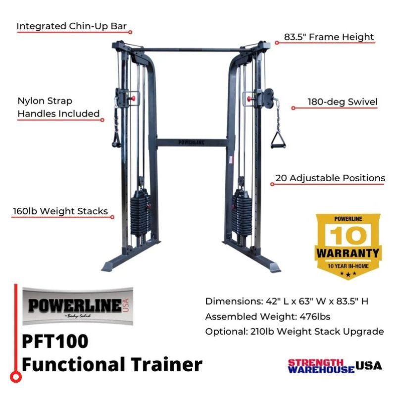 Body-Solid (#PFT100) Powerline Functional Trainer in Black