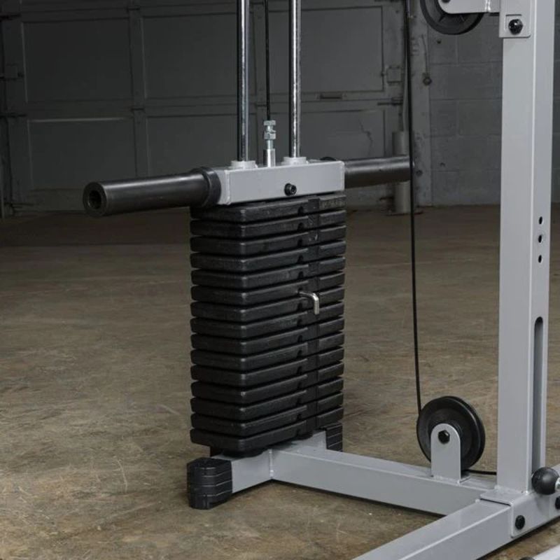 Body-Solid (#PSM1442XS) Powerline Smith Machine Gym Bundle in Silver