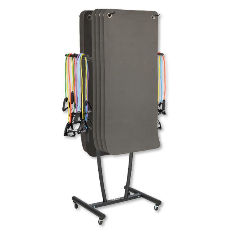 TAG Fitness (#RCK-MAT-B) Exercise Mat Rack with Wheels in Black