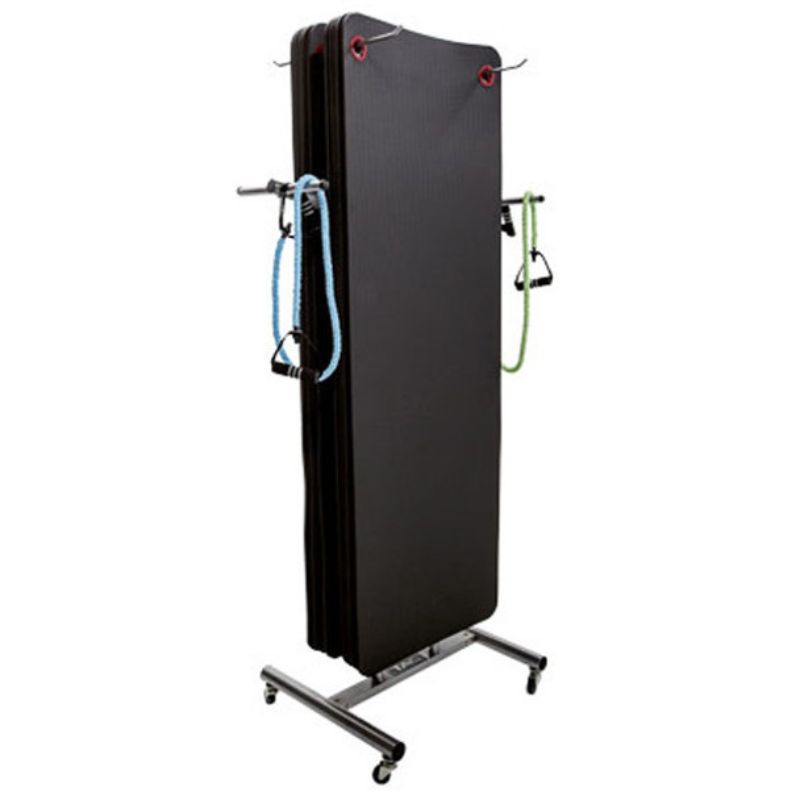 TAG Fitness (#RCK-MAT-B) Exercise Mat Rack with Wheels in Black